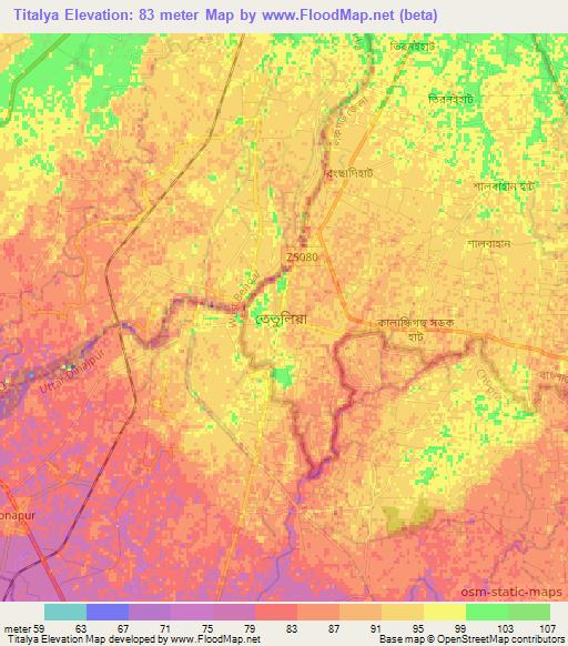 Titalya,Bangladesh Elevation Map