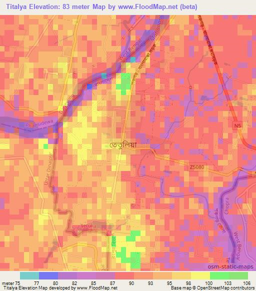 Titalya,Bangladesh Elevation Map