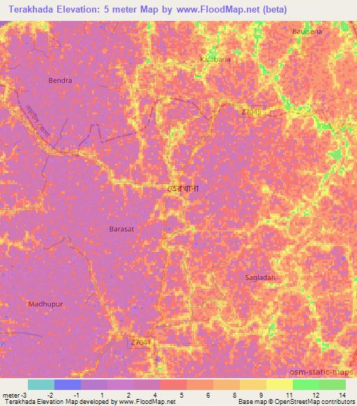 Terakhada,Bangladesh Elevation Map