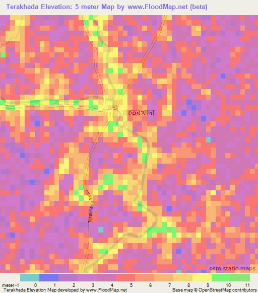 Terakhada,Bangladesh Elevation Map