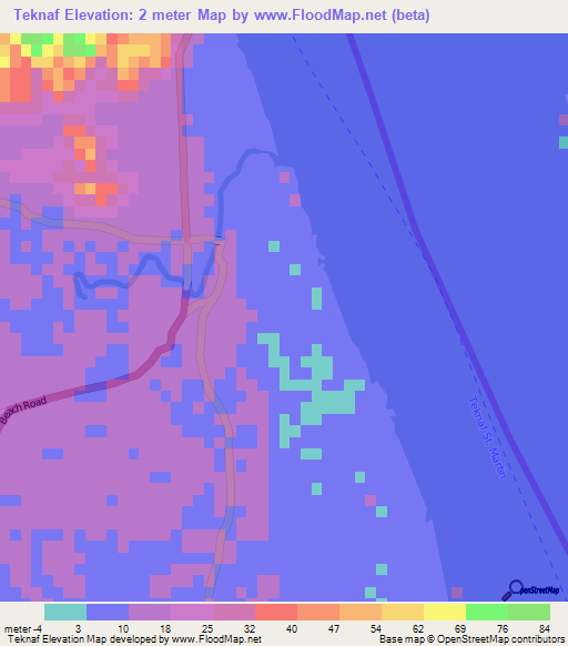 Teknaf,Bangladesh Elevation Map