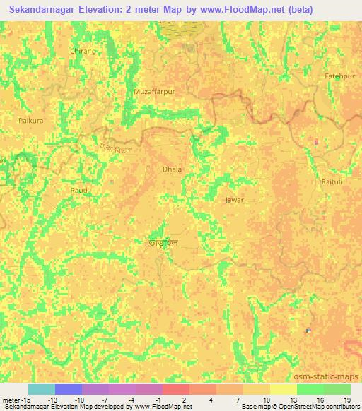 Sekandarnagar,Bangladesh Elevation Map