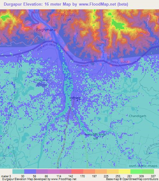 Durgapur,Bangladesh Elevation Map