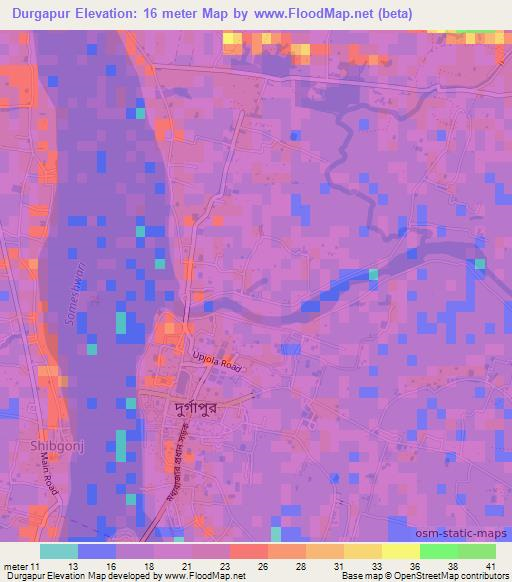 Durgapur,Bangladesh Elevation Map