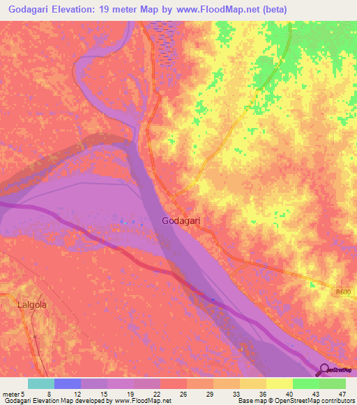 Godagari,Bangladesh Elevation Map