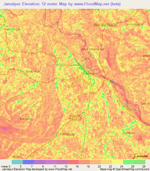 Jamalpur,Bangladesh Elevation Map