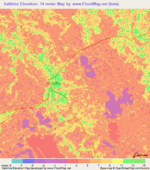 Satkhira,Bangladesh Elevation Map