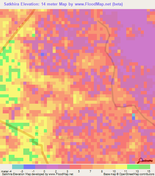 Satkhira,Bangladesh Elevation Map