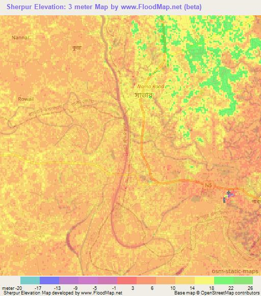 Sherpur,Bangladesh Elevation Map