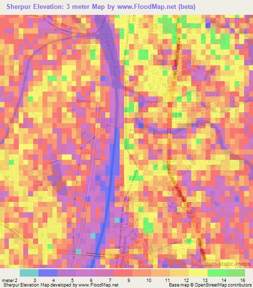 Sherpur,Bangladesh Elevation Map