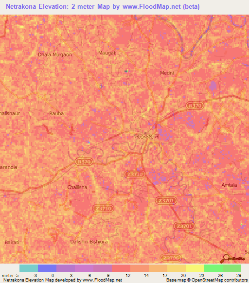 Netrakona,Bangladesh Elevation Map