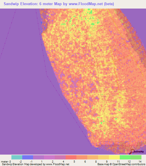 Sandwip,Bangladesh Elevation Map