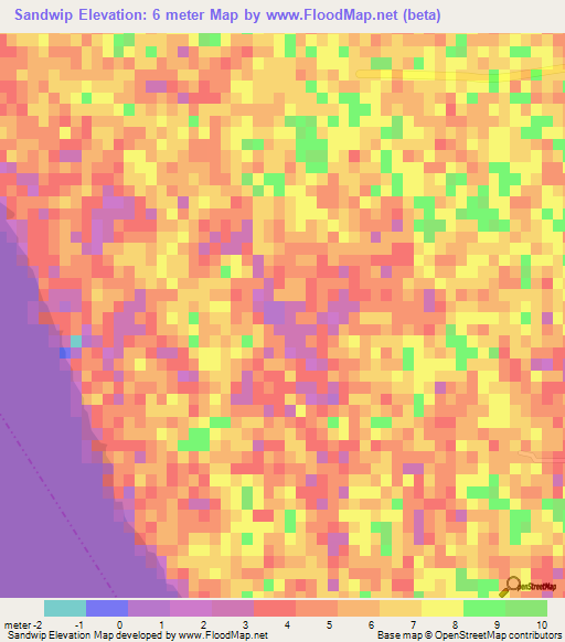 Sandwip,Bangladesh Elevation Map