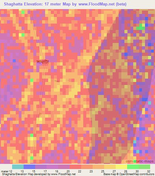 Shaghatta,Bangladesh Elevation Map