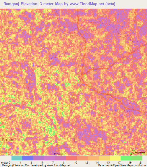 Ramganj,Bangladesh Elevation Map