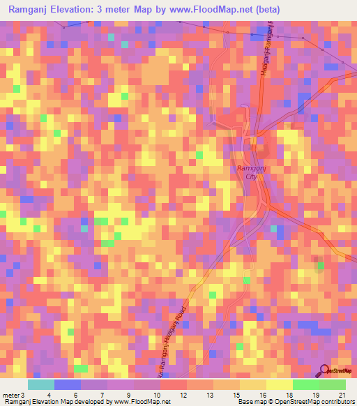 Ramganj,Bangladesh Elevation Map