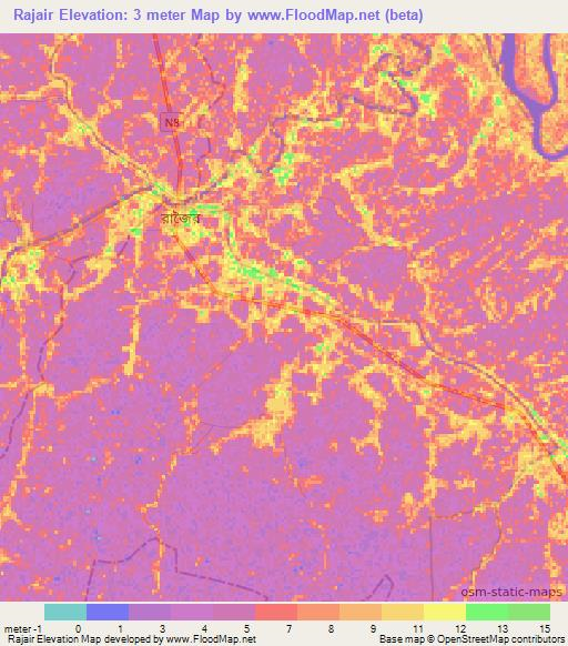 Rajair,Bangladesh Elevation Map