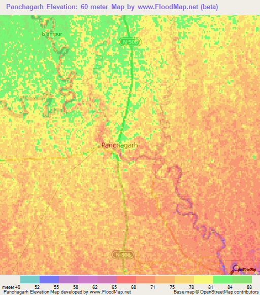 Panchagarh,Bangladesh Elevation Map