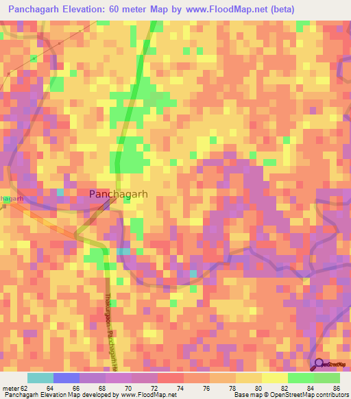 Panchagarh,Bangladesh Elevation Map