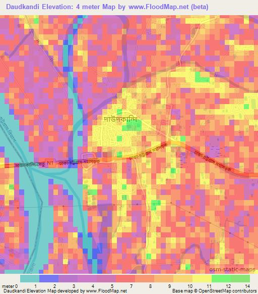 Daudkandi,Bangladesh Elevation Map