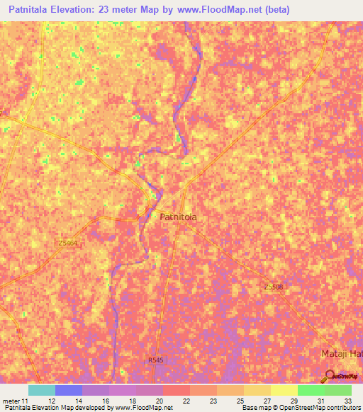 Patnitala,Bangladesh Elevation Map