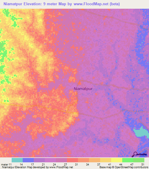 Niamatpur,Bangladesh Elevation Map