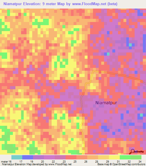 Niamatpur,Bangladesh Elevation Map