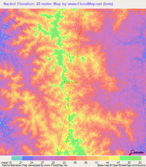 Nachol,Bangladesh Elevation Map