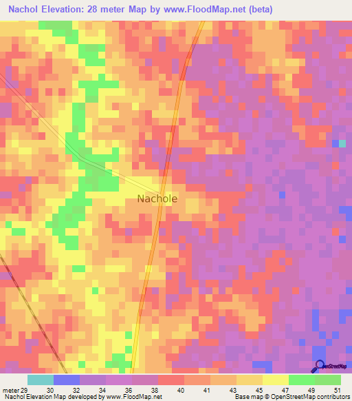 Nachol,Bangladesh Elevation Map