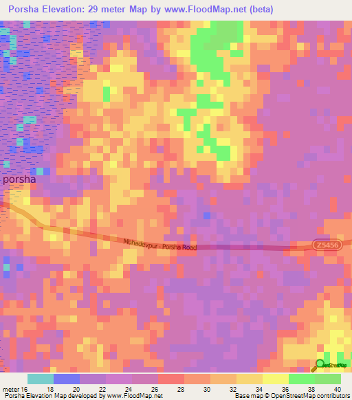 Porsha,Bangladesh Elevation Map