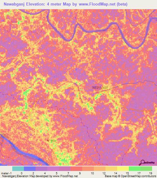 Nawabganj,Bangladesh Elevation Map