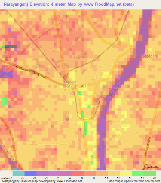 Narayanganj,Bangladesh Elevation Map