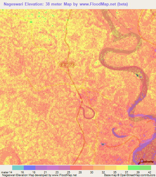 Nageswari,Bangladesh Elevation Map