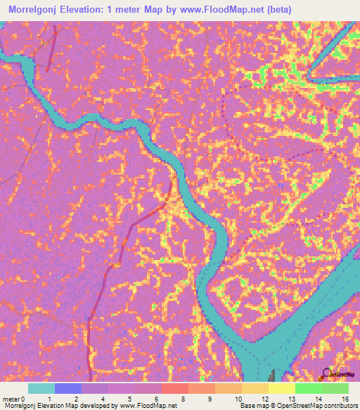 Morrelgonj,Bangladesh Elevation Map