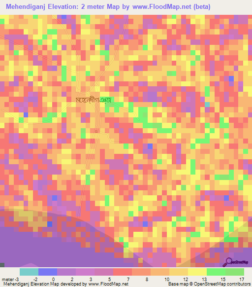 Mehendiganj,Bangladesh Elevation Map