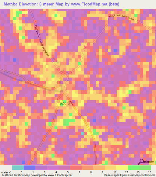 Mathba,Bangladesh Elevation Map