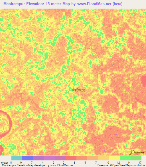 Manirampur,Bangladesh Elevation Map