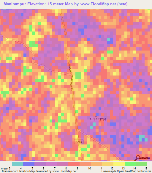 Manirampur,Bangladesh Elevation Map