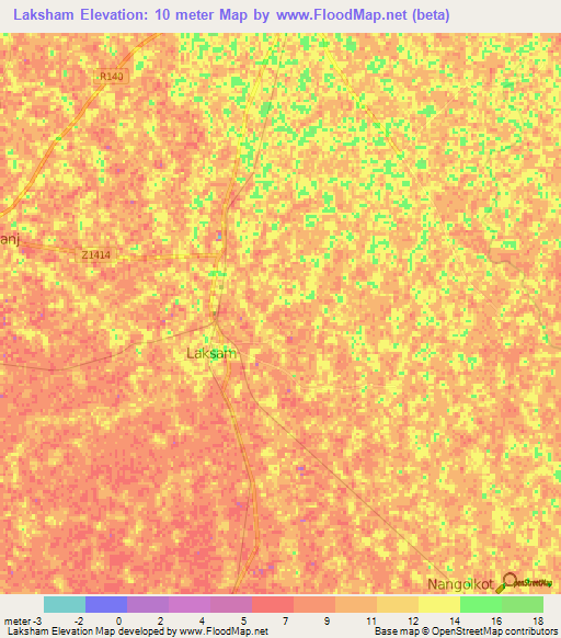 Laksham,Bangladesh Elevation Map