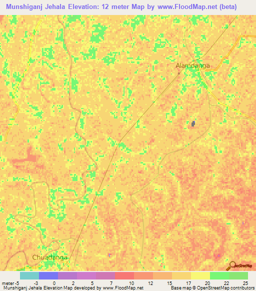 Munshiganj Jehala,Bangladesh Elevation Map