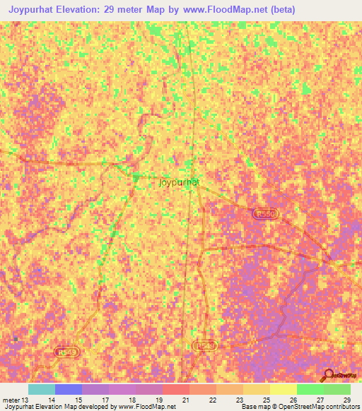 Joypurhat,Bangladesh Elevation Map