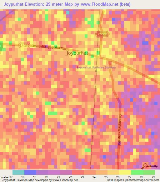 Joypurhat,Bangladesh Elevation Map