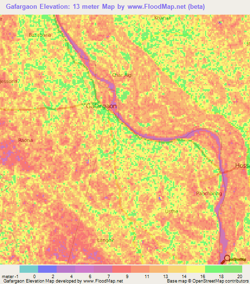 Gafargaon,Bangladesh Elevation Map