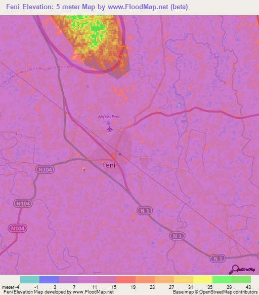 Feni,Bangladesh Elevation Map