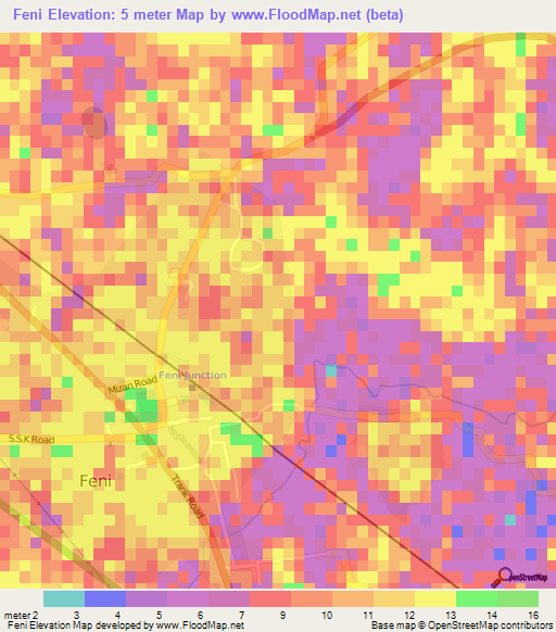 Feni,Bangladesh Elevation Map