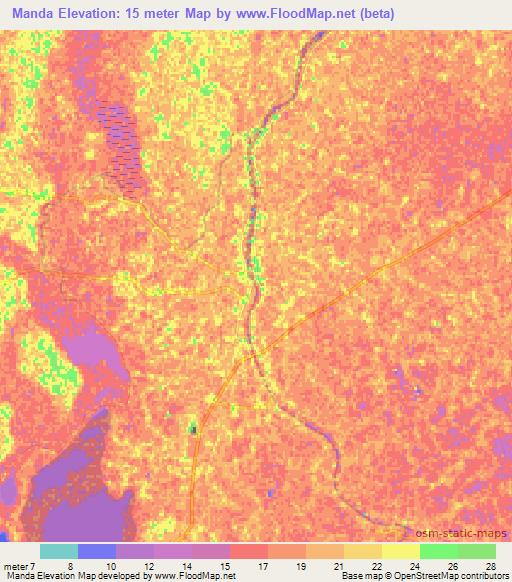 Manda,Bangladesh Elevation Map