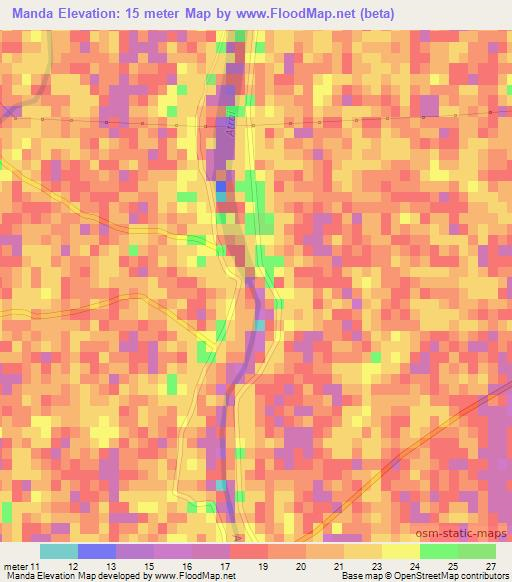 Manda,Bangladesh Elevation Map