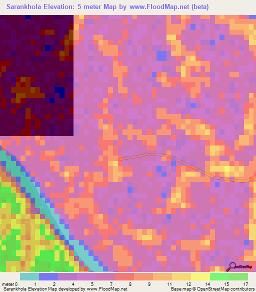 Sarankhola,Bangladesh Elevation Map