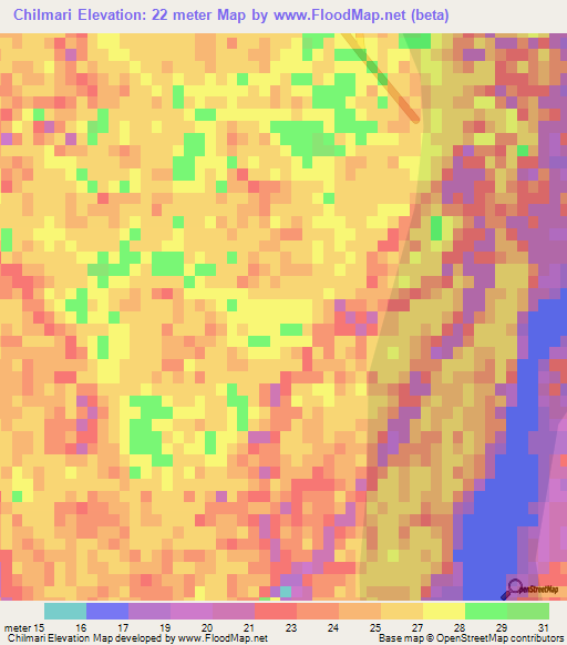 Chilmari,Bangladesh Elevation Map