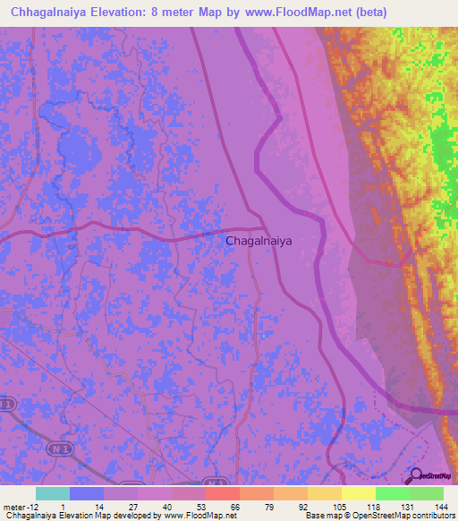 Chhagalnaiya,Bangladesh Elevation Map